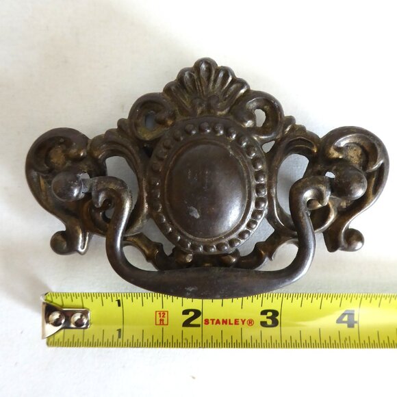 VINTAGE DRAWER HANDLE PULL BRASS HARDWARE SET - Picture 3 of 15